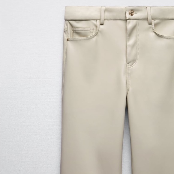 ZARA FAUX LEATHER PANTS, TAGS ATTACHED, NEVER WORN! Size 32! CREAM/BIEGE - Picture 3 of 6